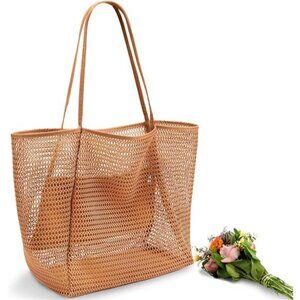 Beach Mesh Tote Bag, Casual Tote Bag Hobo for Women Foldable Handbag